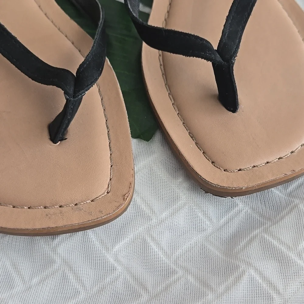 Lucky Brand BYLEE Black Strappy Flat Sandals Boho Bohemian Summer Shoes